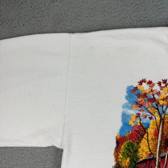Vintage Covered Bridge Festival Sweatshirt Men's Medium White Indiana Crewneck - Picture 9 of 13